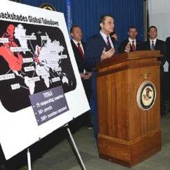 U.S. Attorney for the Southern District of New York Preet Bharara announces arrests in the Blackshades malware cyber takedown